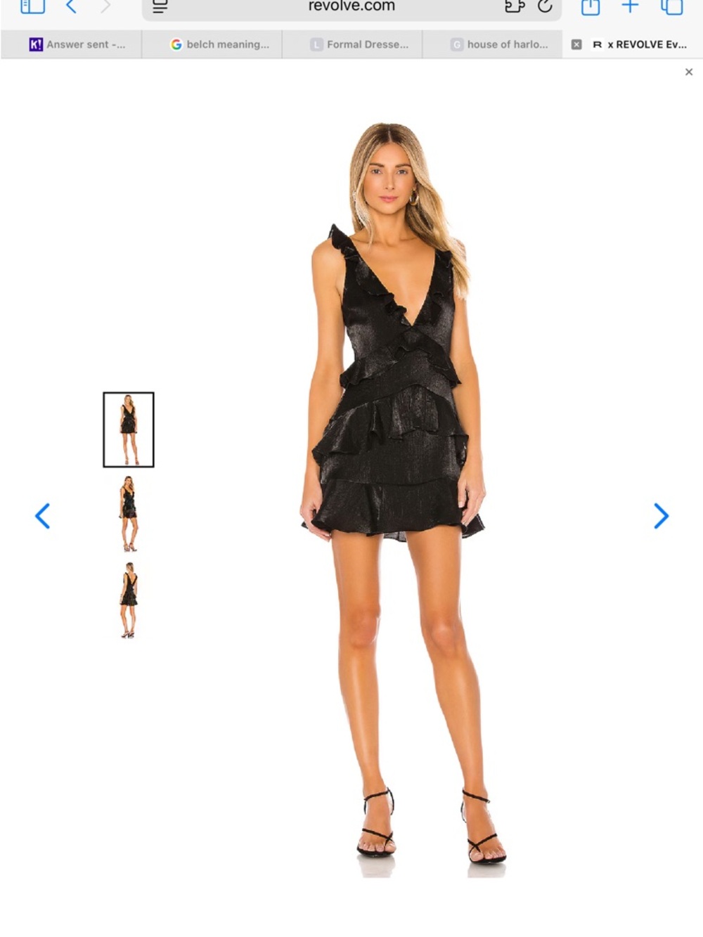 House of Harlow 1960 Eva mini dressBlack Ruffled V-Neck Mini Dress